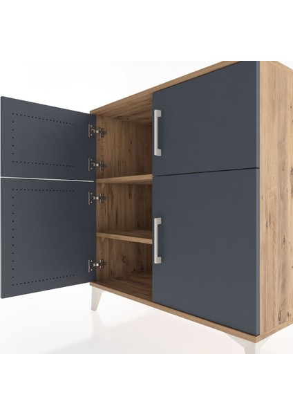 Hyperion Şifonyer 2 Raflı 4 Kapaklı 88X44X96 Çam-Antrasit indirimleri