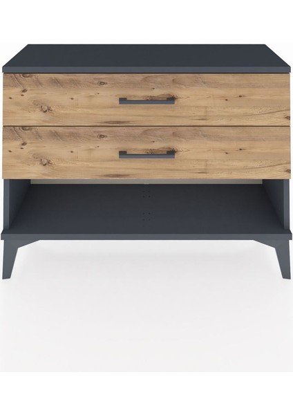 Arges Şifonyer 2 Çekmeceli 88X30X64 Antrasit-Çam