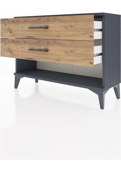 Arges Şifonyer 2 Çekmeceli 88X30X64 Antrasit-Çam fırsatları