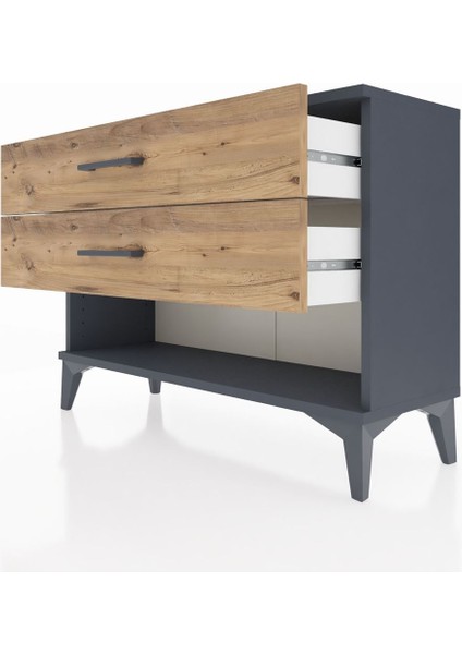 Arges Şifonyer 2 Çekmeceli 88X30X64 Antrasit-Çam indirimleri