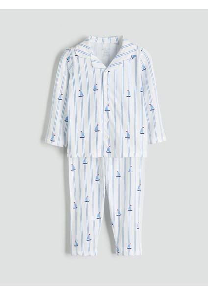 Yeni Sezon Resort Yaka Çizgili Erkek Bebek Pijama Takım