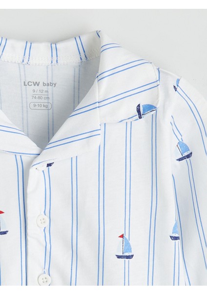 Yeni Sezon Resort Yaka Çizgili Erkek Bebek Pijama Takım modelleri