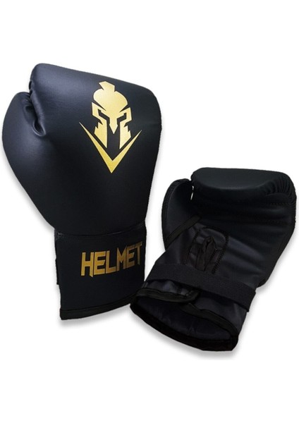 Siyah Helmet Boks Eldiveni ve Atlama Ipi Seti Suni Deri