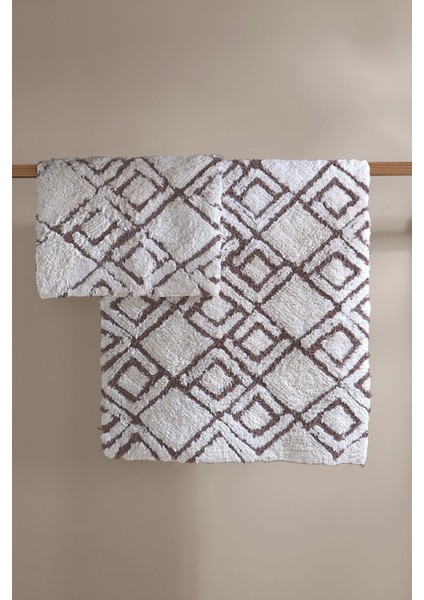 Yumuşak Pamuk Banyo Paspası Takımı 2'li Kahverengi ve Gri 40X60 60X90