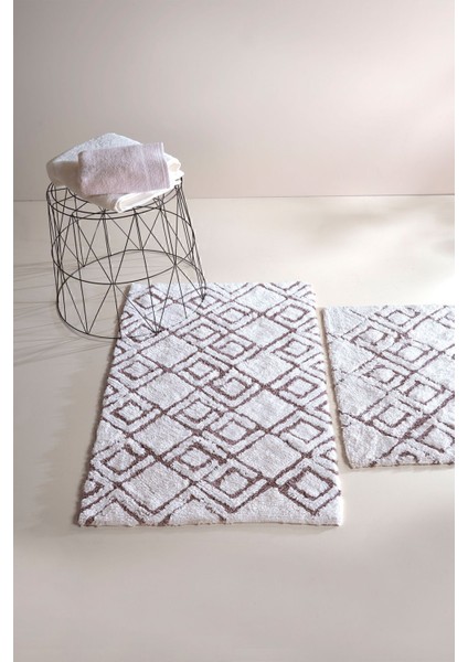 Yumuşak Pamuk Banyo Paspası Takımı 2'li Kahverengi ve Gri 40X60 60X90 fiyatları