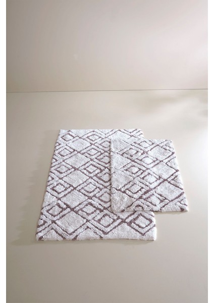 Yumuşak Pamuk Banyo Paspası Takımı 2'li Kahverengi ve Gri 40X60 60X90 modelleri