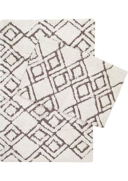 Yumuşak Pamuk Banyo Paspası Takımı 2'li Kahverengi ve Gri 40X60 60X90 fırsatları