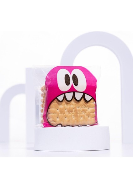 Pembe Canavar Desenli Cake Pops ve Kurabiye Poşeti, 10X15 cm 100 Adet