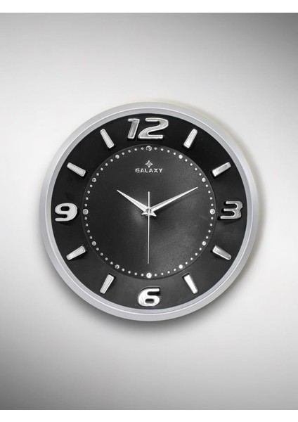 Exclucive Kabartama Rakamlı Klasik Kadranlı 30 cm Duvar Saati Gri