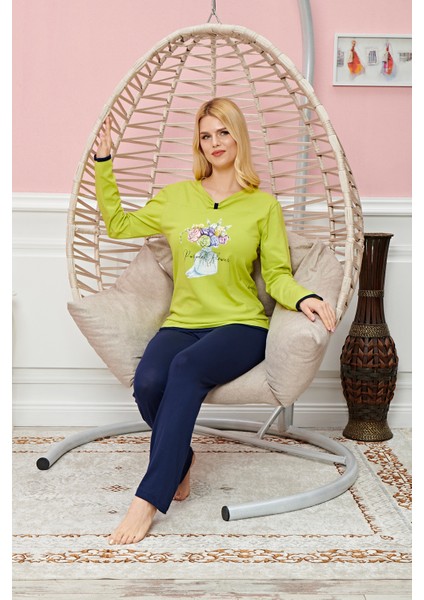 Bayan Uzun Kollu Pijama Takımı Model No 7573