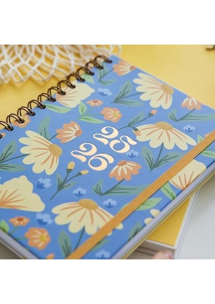 A5 Spiralli 16 Aylık Akademik Ajanda - Çiçekler modelleri