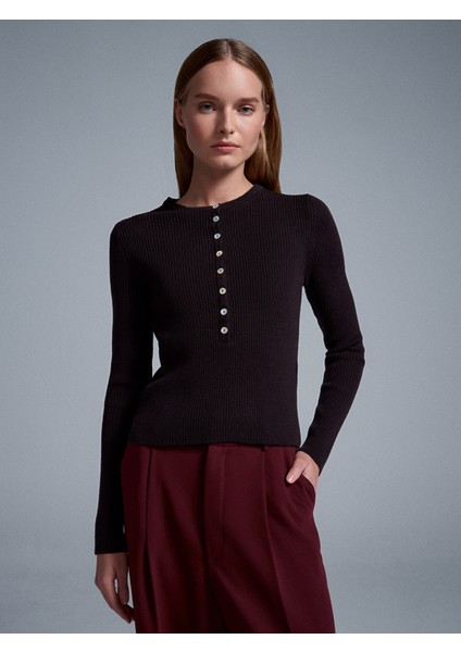 10819 Yün Karışımlı Ince Triko-Koyu Kahve modelleri