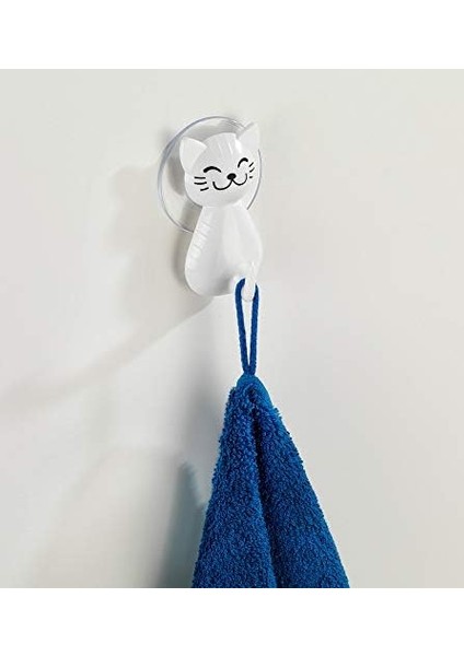 Kancası Kedi Beyaz - Duvar Askısı, Askısı, Plastik (Abs), 6 x 9,5 x 5,5 Cm, Beyaz modelleri