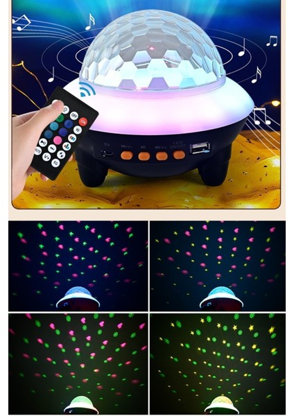 Renkli Led'li Müzikli Tavan Projektör ve Gece Lambası