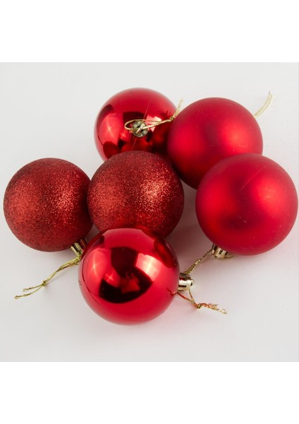 6 Adet Cici Top Yılbaşı Ağaç Süsü 6cm