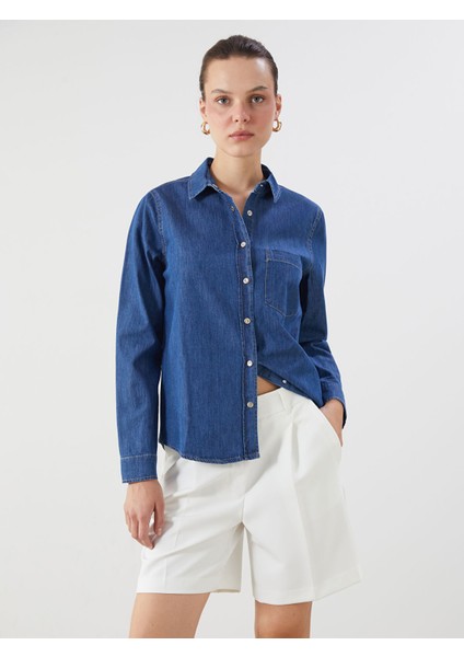 Yeni Sezon Regular Fit Kadın Jean Gömlek