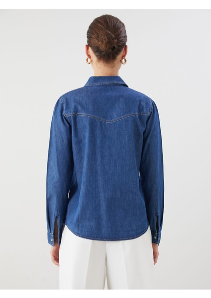 Yeni Sezon Regular Fit Kadın Jean Gömlek fırsatları