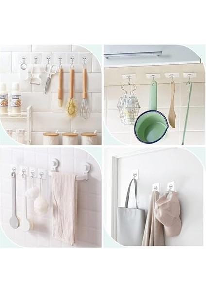 10 Adet Şeffaf Duvar Askısı Iz Bırakmayan Güçlü Yapışkanlı Kapı Arkası Banyo Mutfak Düzenleyici Metal Kanca Askılık fiyatları