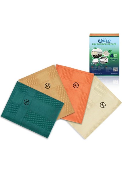 Cleanıng | Mikrofiber Temizlik Bezi | Sihirli Bez, Cam Bezi Ayna Bezi | 4lü Paket | Zümrüt Serisi