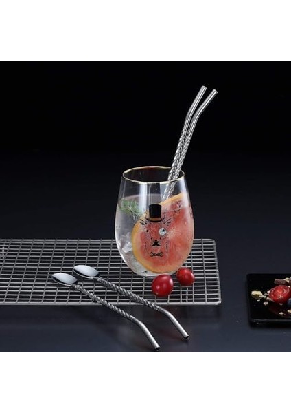 7&apos;li Paslanmaz Çelik Kaşıklı Metal Pipet Seti 6 Adet Pipet ve Pipet Temizleme Fırçası Cam Pipet modelleri