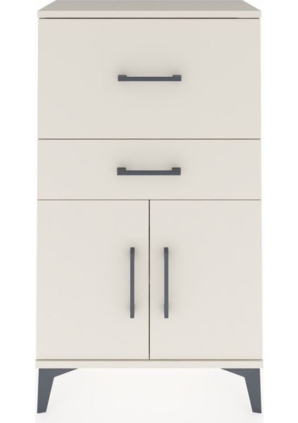 Arges Komodin Tek Raflı 2 Çekmeceli 2 Kapaklı 60X30X106 Aytaşı-Aytaşı fiyatları