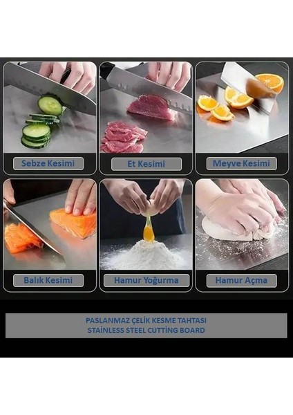 Paslanmaz Çelik Kesme Tahtası, Sebze Meyve Doğrama Tahtası, Hijyenik Yüzey, Büyük Boy fırsatları