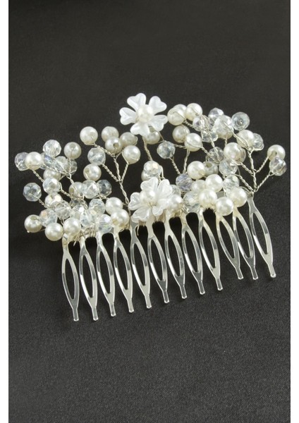 Kristal Taşlı Inci Yan Toka