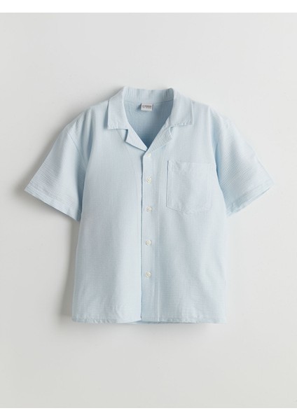 Yeni Sezon Kısa Kollu Dokulu Erkek Çocuk Gömlek