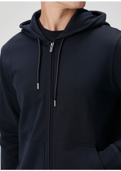 Lacivert Kapüşonlu Sweatshirt