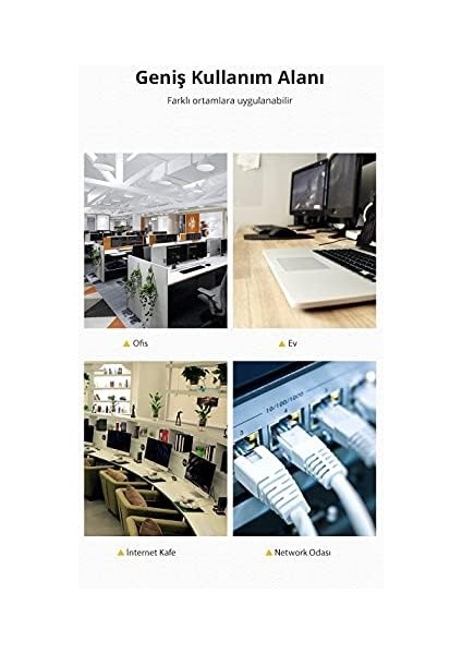 Cat6 Saf Bakır Metal Konnektör Ethernet Kablosu Siyah 5 Metre fiyatları