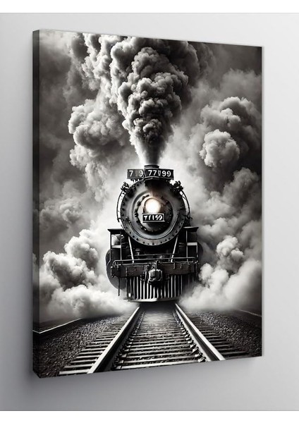 Kanvas Tablo Kara Dumanlı Tren, 50 x 70
