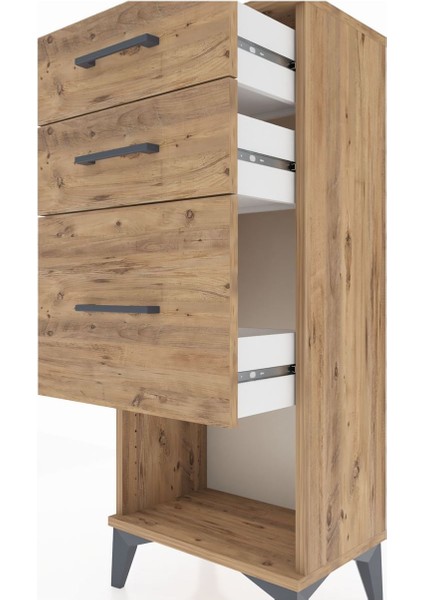 Arges Komodin 3 Çekmeceli 44X30X106 Çam-Çam indirimleri