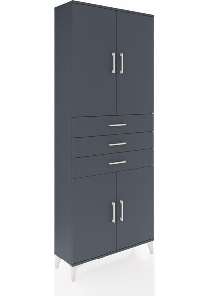 Arges Dolap 4 Raflı 3 Çekmeceli 4 Kapaklı 88X30X221 Antrasit-Antrasit fiyatları