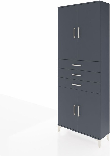 Arges Dolap 4 Raflı 3 Çekmeceli 4 Kapaklı 88X30X221 Antrasit-Antrasit modelleri
