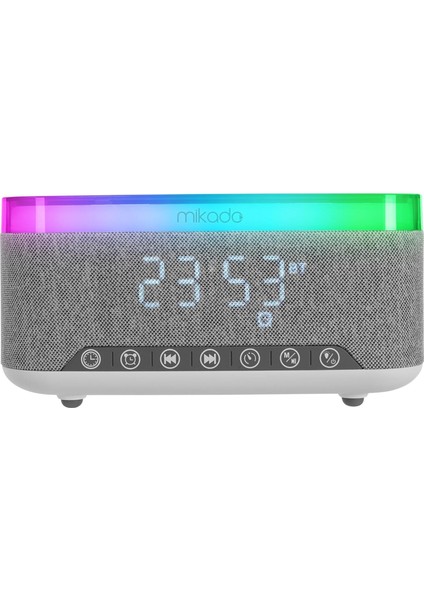 Md-W8 1200MAH Kablosuz Şarj, Alarmlı Saat ve Rgb Gece Lambası Özellikli Hoparlör