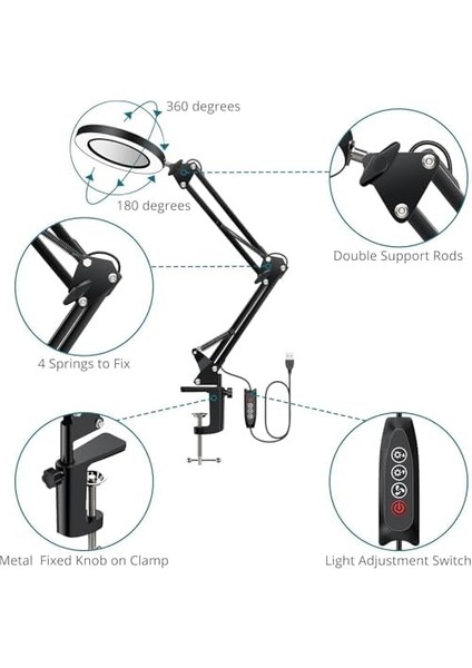 20 cm Halka Işık – Masa Üstü Montajlı, Esnek Metal Kol,3 Mod Renk, Parlaklık Ayarlı, Telefon Tutuculu, Youtube, Ürün Çekimi, Makyaj ve Üstten Fotoğrafçılık Içinl fiyatları