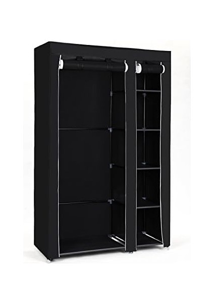 Kumaş Dolap, Dolabı, Katlanır Dolap, Çubuklu Kamp Dolabı, 110 x 175 x 45 Cm, Siyah, LSF007 fiyatları