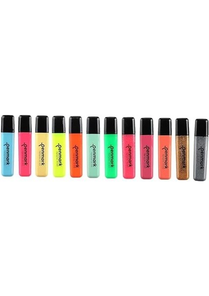 Fosforlu 12&apos;li Karışık Renk 4 Neon ve 4 Pastel ve 4 Simli modelleri