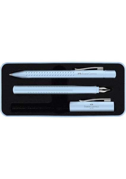 Grip 2011 Hediye Seti, Gök Mavisi, M Uçlu Dolma Kalem + Xb Tükenmez Kalem, Metal Kutuda, Ekstra Yumuşak Yazım