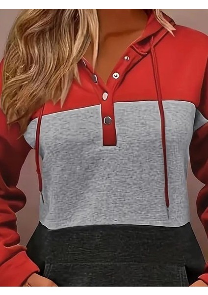 Kadın Uzun Kollu Kapşonlu Çok Renkli Iki Iplik Bluz fiyatları