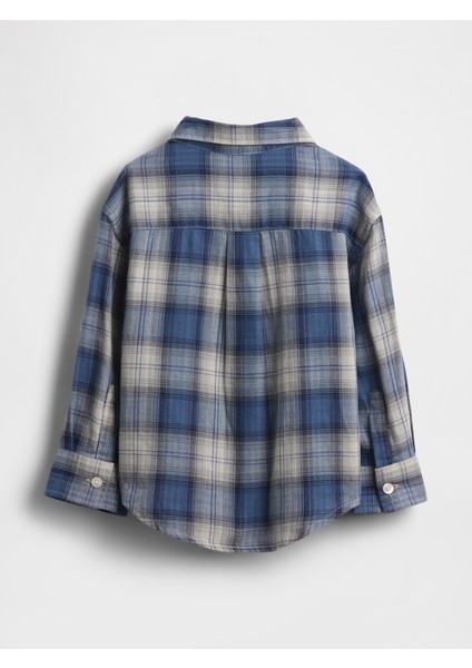 Erkek Bebek Mavi Double-Weave Kareli Gömlek fiyatları