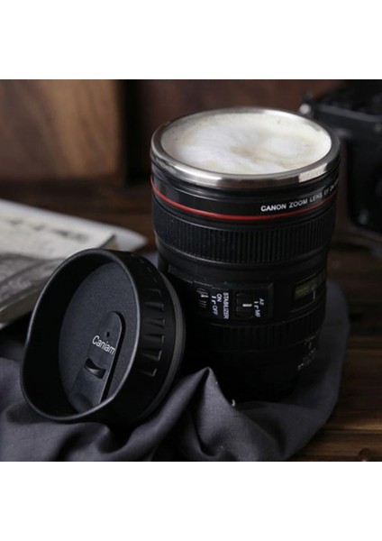 Çelik Objektif Lens Tasarımlı Kupa Bardak