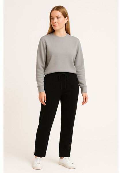 Clemantıs Kadın Organik Pamuk Likralı Futter Eşofman Altı Düz Renk