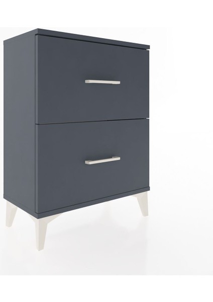 Arges Komodin 2 Çekmeceli 60X30X80 Antrasit-Antrasit fiyatları