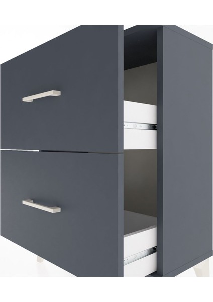 Arges Komodin 2 Çekmeceli 60X30X80 Antrasit-Antrasit indirimleri