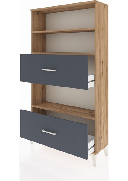 Arges Dolap 3 Raflı 2 Çekmeceli 88X30X163 Çam-Antrasit fırsatları