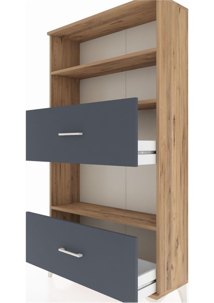 Arges Dolap 3 Raflı 2 Çekmeceli 88X30X163 Çam-Antrasit indirimleri