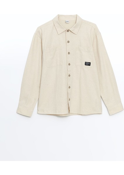 Yeni Sezon Uzun Kollu Keten Karışımlı Erkek Çocuk Gömlek