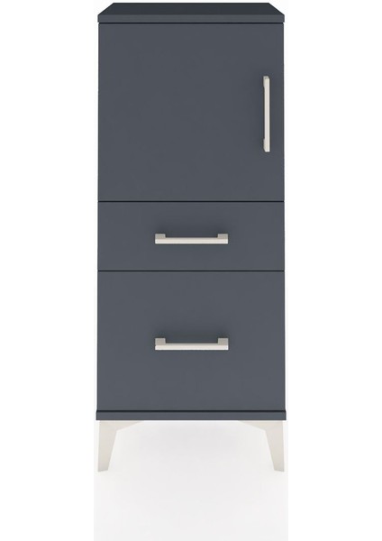 Arges Komodin 2 Raflı 2 Çekmeceli Tek Kapaklı 44X30X106 Antrasit-Antrasit