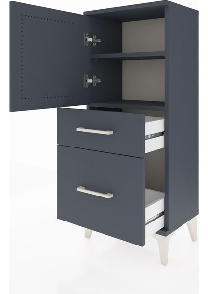 Arges Komodin 2 Raflı 2 Çekmeceli Tek Kapaklı 44X30X106 Antrasit-Antrasit fırsatları